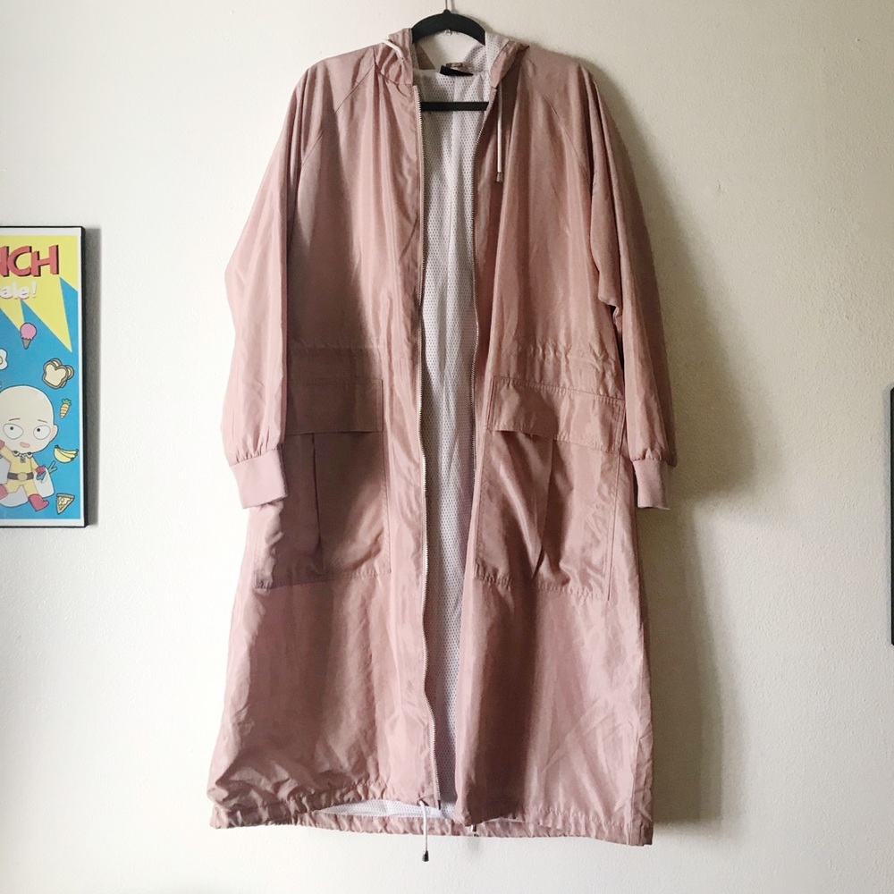 TOPSHOP pink rain jacket/trench coat (oversize)